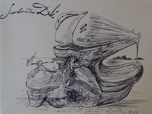 Salvador Dali - toegeschreven, inkttekening