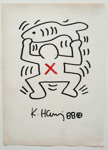 Keith Haring  - Original Drawing - COA - 1988