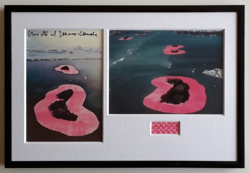 Christo Javacheff - Surrounded Islands - artcards met fabric - gesigneerd
