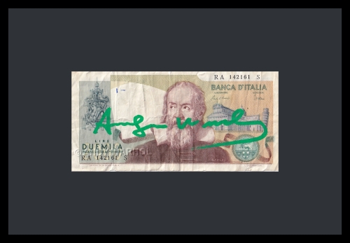 Andy Warhol - 2000 lire banknote signed