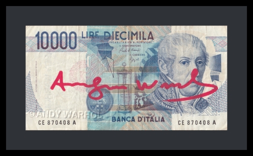 Andy Warhol - 10.000 lire biljet gesigneerd