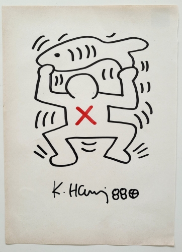 Keith Haring (after) - Original Drawing - COA - 1988