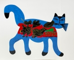 Guillaume Corneille - Sculpture en mtal Le chat bleu