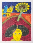 Lithographie signée : Le Tournesol, Hommage à Van Gogh