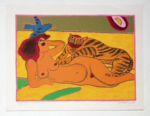 Guillaume Corneille - Lithograph signed Tigers in Love