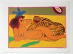 Guillaume Corneille - Lithografie ondertekend Tigers in Love