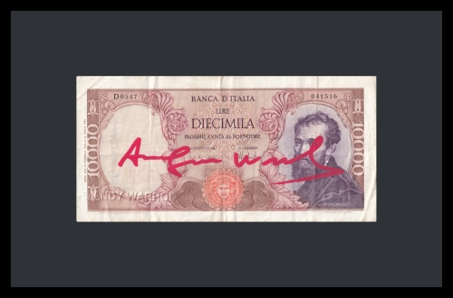 (After) Andy Warhol - 10.000 lire biljet gesigneerd