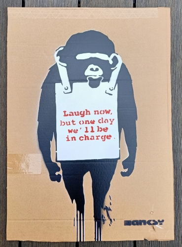 Banksy (attributed)  - Dismaland Souvenir 'Laugh Now' Karton - LE 10/25 met SeeTicket - Brief (#0489)