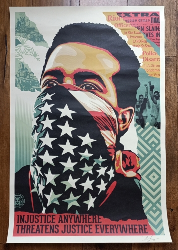 Shepard Fairey - Shepard Fairey Obey 'American Rage' gigantische poster ondertekend met COA (#0335)