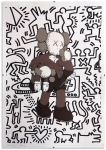 Death NYC  Kaws X Haring  zeefdruk met lijst