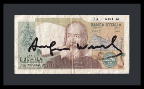 (After) Andy Warhol - 2000 lire biljet gesigneerd