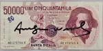 Andy Warhol  50.000 lire banknote signed