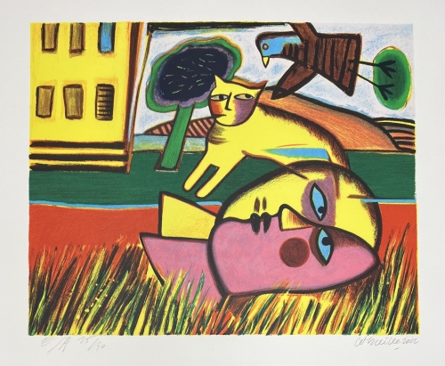 Guillaume Corneille - Le chat jaune et la maison jaune, 2002