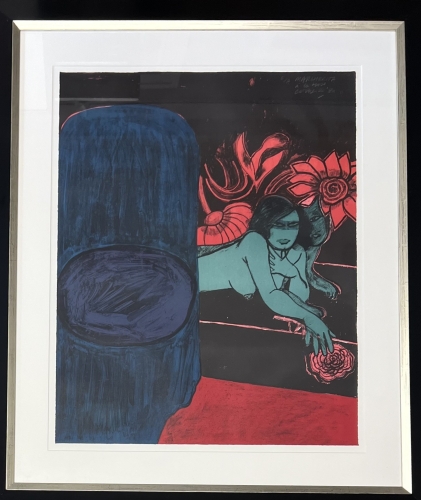 Guillaume Corneille - Lithographie signe, Margherita  la rose, 1980, encadr!