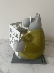 Philippe Geluck - Signed sculpture : The mini cat with the newspaper