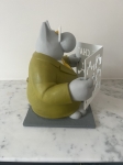 Philippe Geluck - Signed sculpture : The mini cat with the newspaper