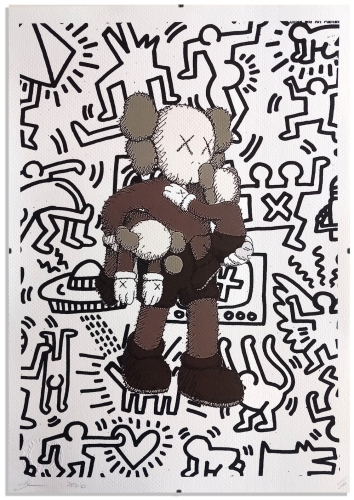 DEATH NYC  - Kaws X Haring  Screenprint with list