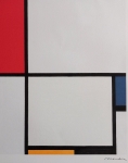 naar piet  Mondriaan  - Composition no. III, avec rouge, bleu, jaune et noir