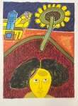 Guillaume Corneille - Lithographie signe : Le Tournesol, Hommage  Van Gogh