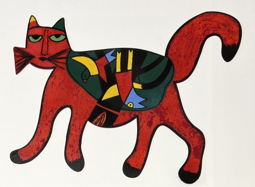 Guillaume Corneille - Sculpture en mtal Le chat rouge