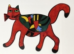 Guillaume Corneille - Sculpture en mtal Le chat rouge