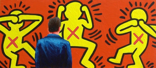 Gerard Boersma - Ignorance Is Fear (Zelfportret met schilderij Keith Haring)