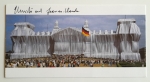 Christo Javacheff - Wrapped Reichstag - art card XXL  hand signed  incl. large piece of fabric