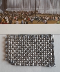 Christo Javacheff - Wrapped Reichstag - art card XXL  hand signed  incl. large piece of fabric
