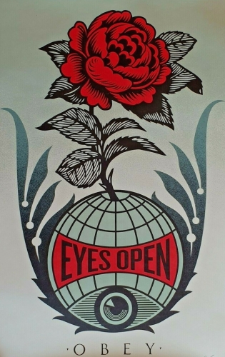 Shepard Fairey - Eyes Open - Offsetlithografie - handgesigneerd