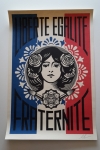 Shepard Fairey - Libert Egalit Fraternit  offset lithografie - handgesigneerd