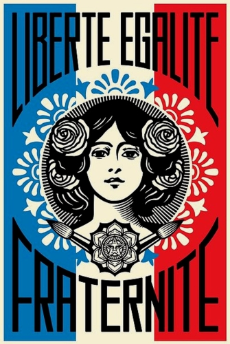 Shepard Fairey - Libert Egalit Fraternit  Lithographie offset - sign  la main