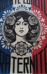 Shepard Fairey - Libert Egalit Fraternit  offset lithografie - handgesigneerd