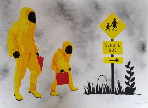 Ziegler T  - First Day at School - stencil/spraypaint  handgesigneerd - beperkte oplage