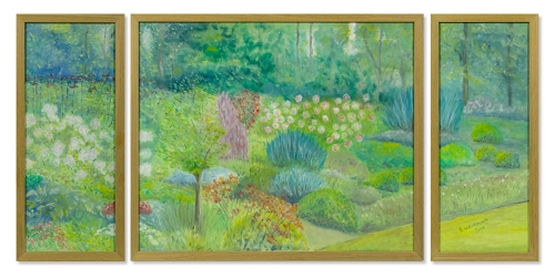 Roland Heirman - Triptyque La promenade dans le jardin envahi par la vgtation