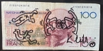 Keith Haring  - Dessin original sur un billet de 100 BEF