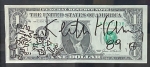 Keith Haring  - Originele tekening op een briefje van 1 dollar