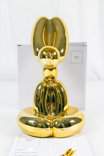 Jeff  Koons (after) - Zittende Ballonhond (Gold)