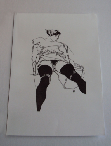 Egon Schiele - dame in zwarte kousen
