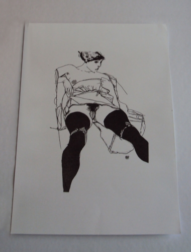 Egon Schiele - dame in zwarte kousen