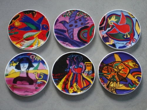 Guillaume Corneille - Corneille, six coasters, ceramics