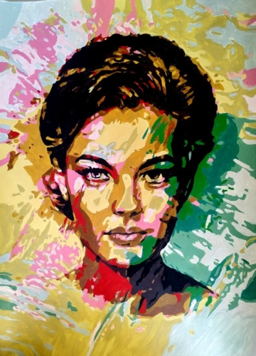 Catherine  - Portrait pop-art  l'aquarelle 