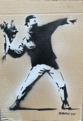 Banksy (after)  - BANKSY - Dismaland Er hangt liefde in de lucht