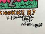 Keith Haring  - Casino Knokke 87 avec dessin et signature
