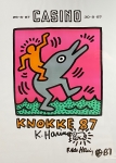 Keith Haring  - Casino Knokke 87 avec dessin et signature