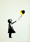 Banksy (after)  - Meisje met ballon zwart/geel