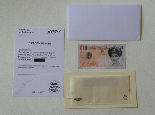 Banksy (after)  - Di-Faced Tenner met ondertekende echtheidsbrief