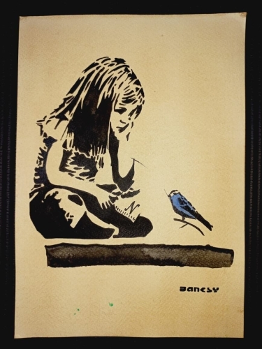 Banksy (after)  - BANKSY x TATE MOMA - Girl with Bird
