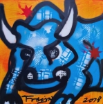 Fabian  - FABIAN , stier in blauw , brood stijl