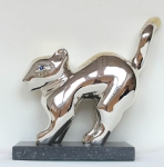 Sculpture en bronze argenté Le Petit Chat