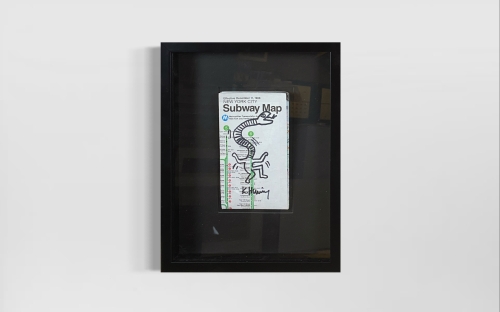Keith Haring  - Originele Tekening op Subway Map